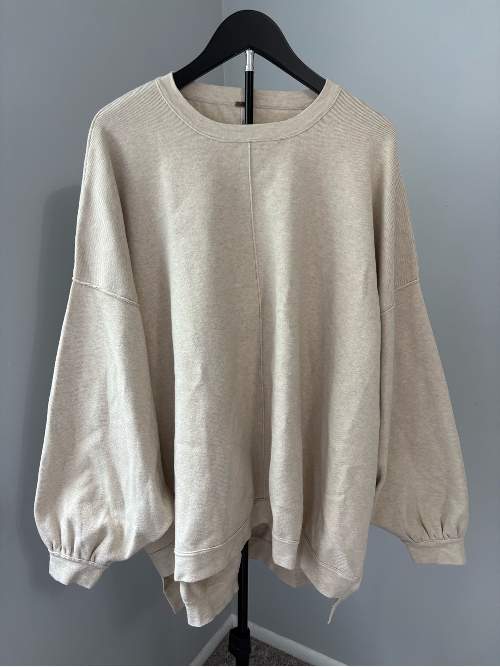 We The Free Free People Cozy Camden Sweatshirt L Beige Cream Oversized Pullover - Picture 2 of 10